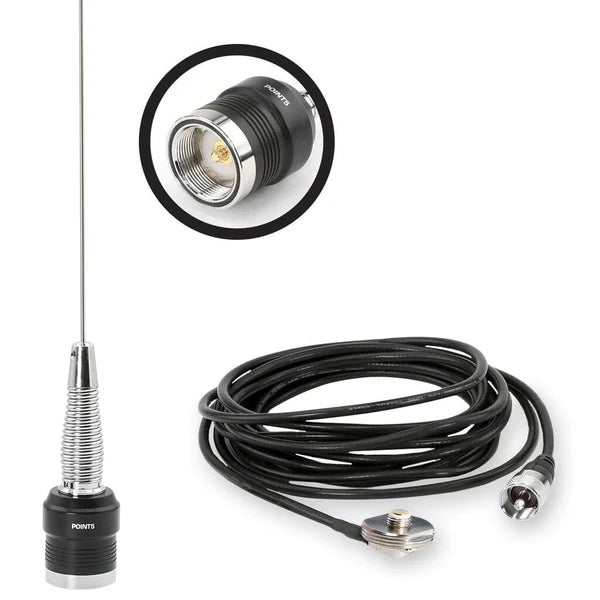 POINT5 GMRS / UHF No Ground Plane (NGP) Whip Antenna Kit & NMO Mount